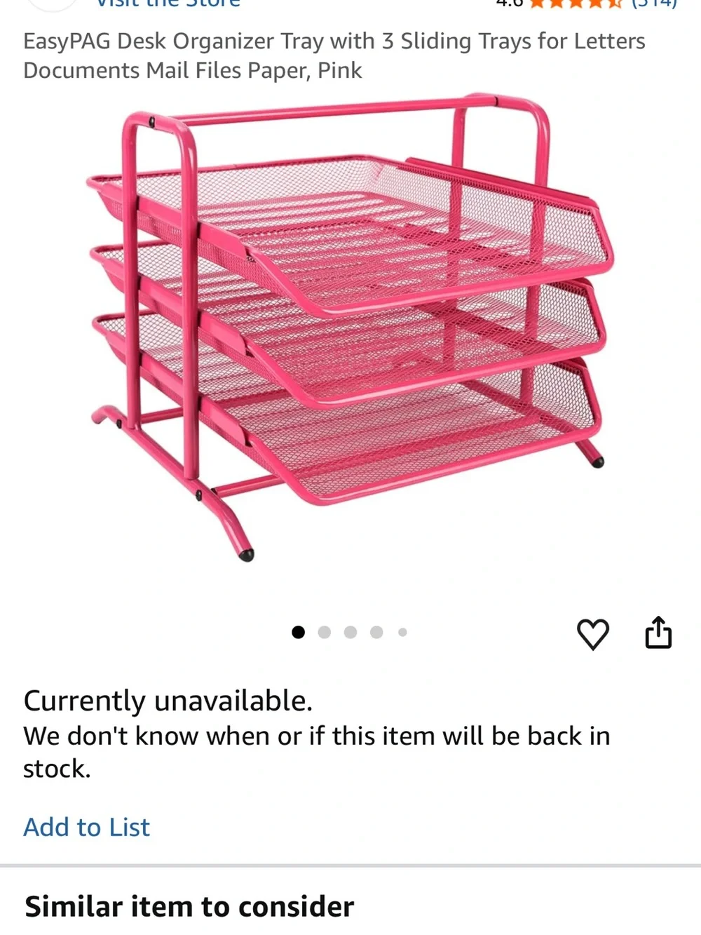 🩷IKEA DOKUMENT 3-Tier Sliding Desk Organizer Tray – Pink – New in Box 🩷